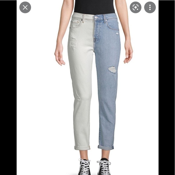 7 for all mankind two tone high waist josefina denim jeans - Picture 7 of 8